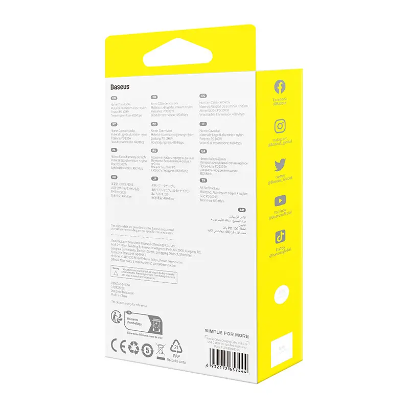 Kabel Baseus Cafule USB-C do USB-C 100W 2m 2szt Czerwono-czarny Szaro-czarny