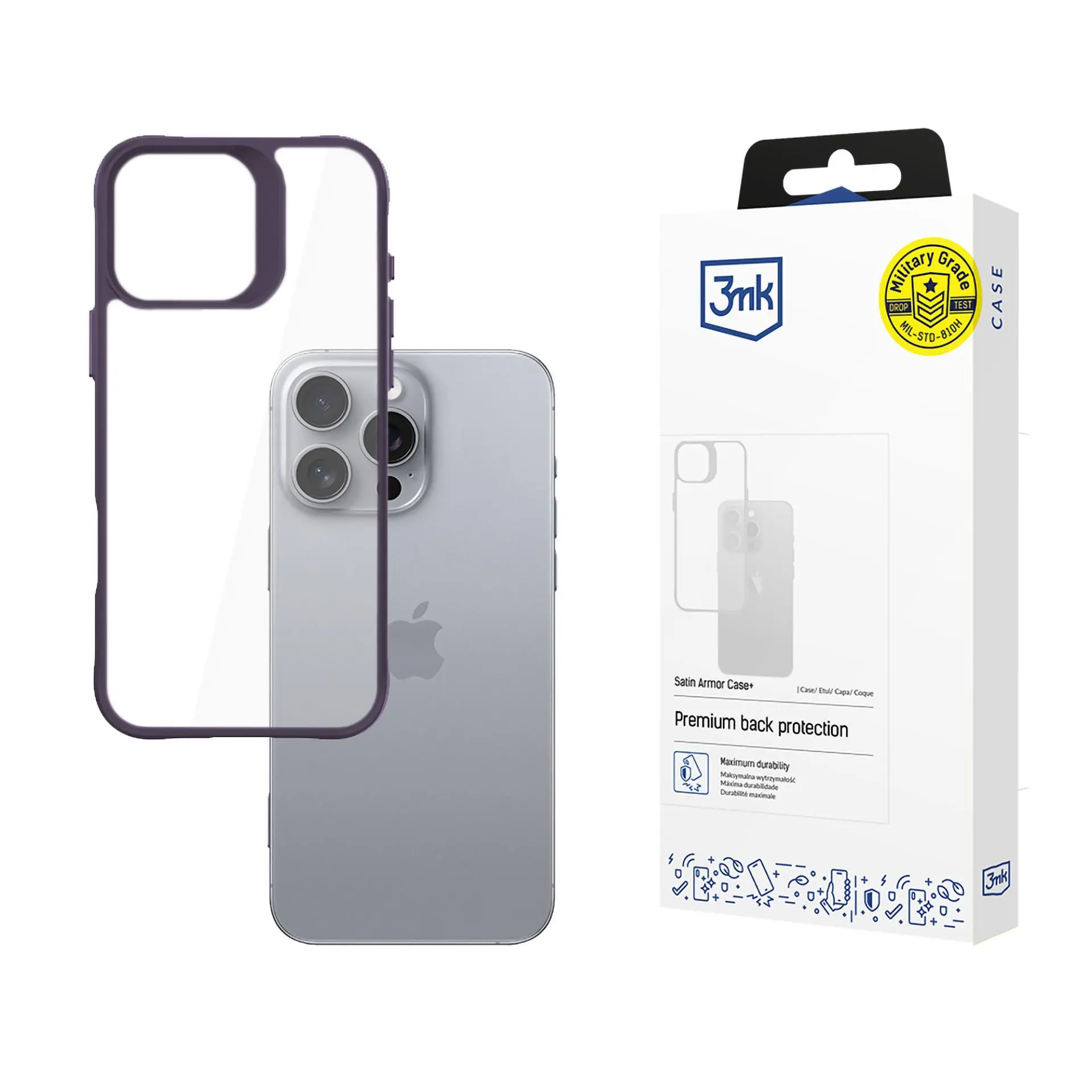 Etui 3mk Satin Armor Case+ do iPhone 16 Pro Max Fioletowy