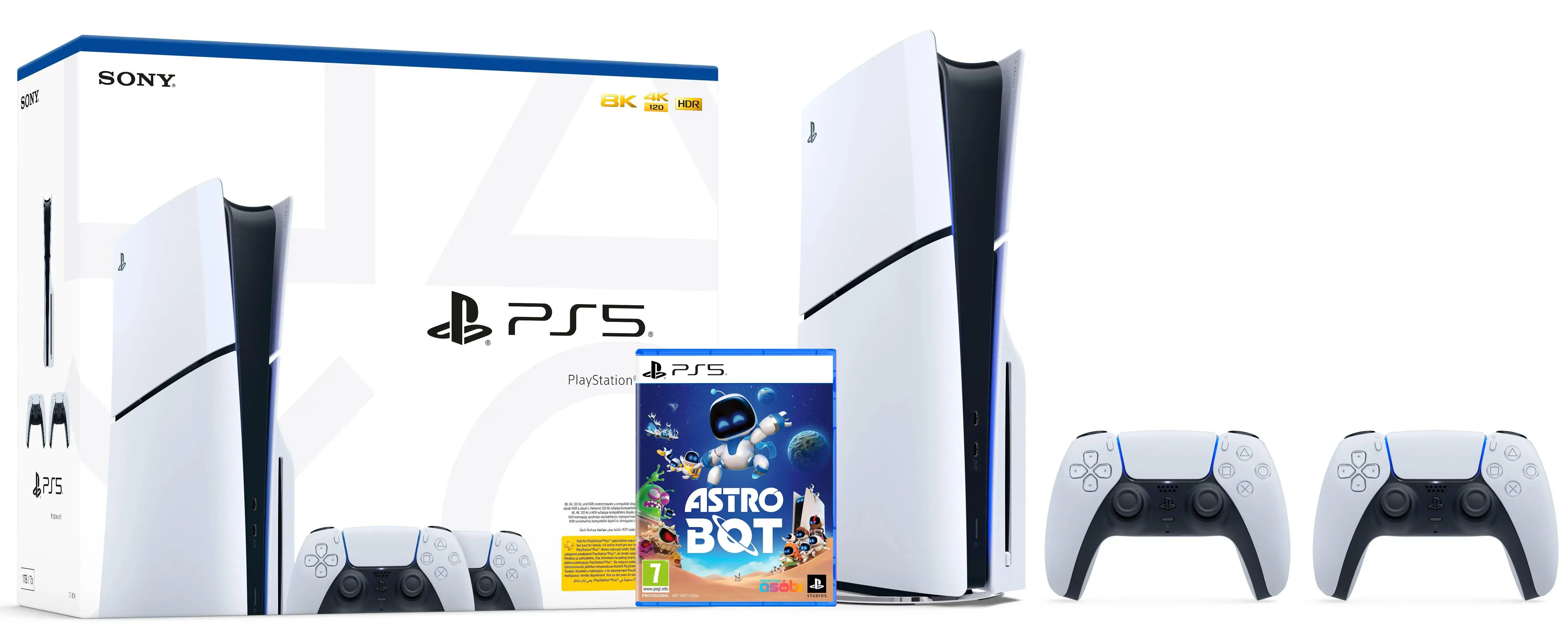 Konsola Sony PlayStation 5 Slim D Chassis (PS5) 1TB z napędem + Dodatkowy Pad Biały + Astro Bot