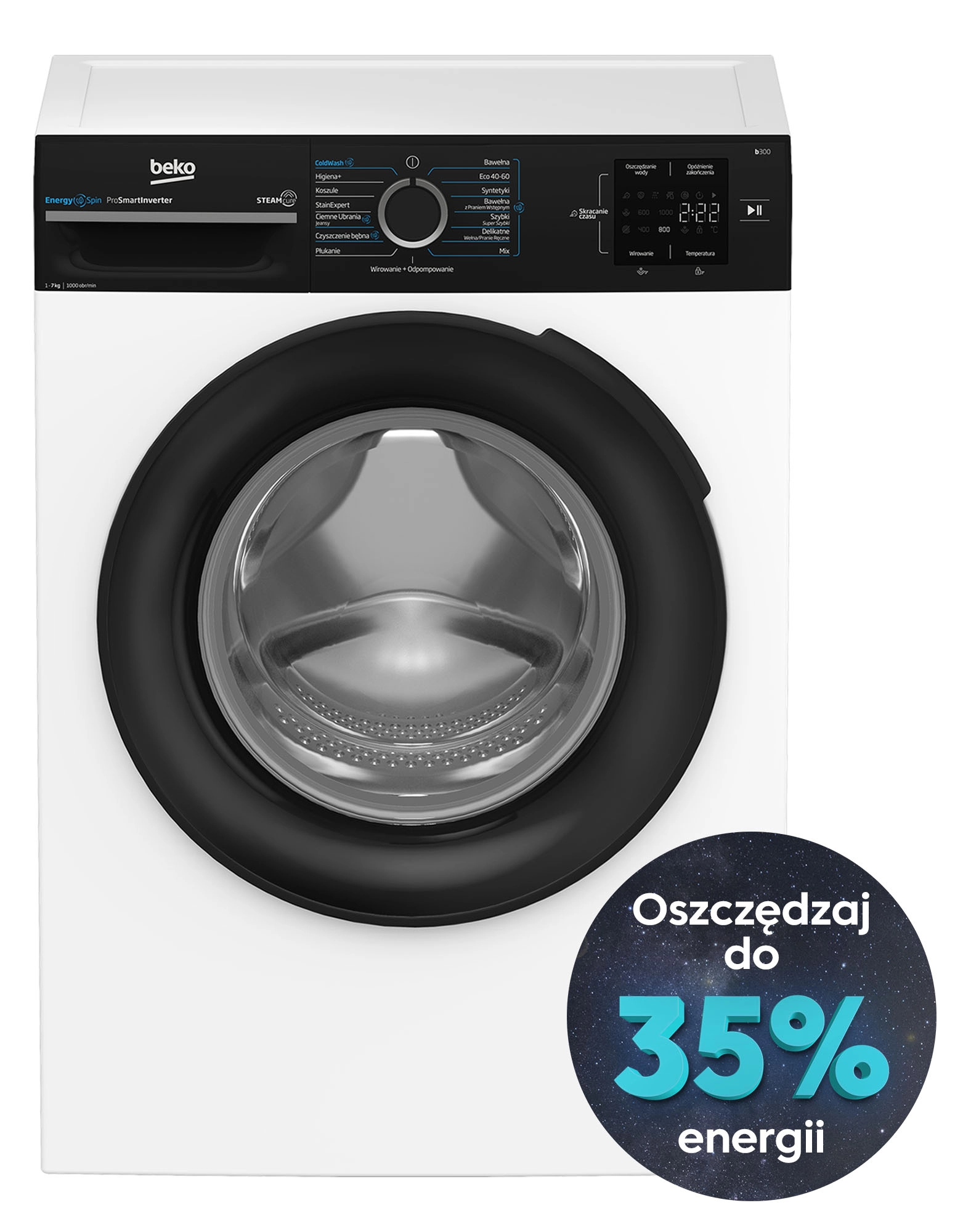 Pralka Beko b300 BM3WFSU37015WBPB EnergySpin Slim 7kg 1000obr/min