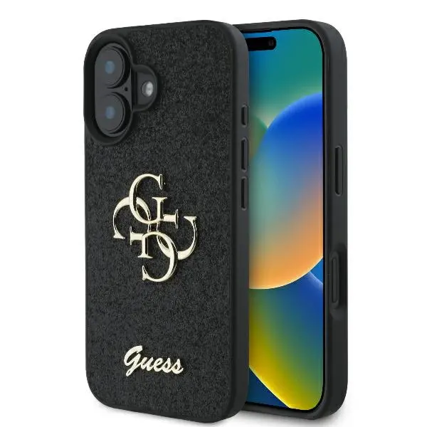 Etui Guess Fixed Glitter Big 4G do iPhone 16 Plus Czarny