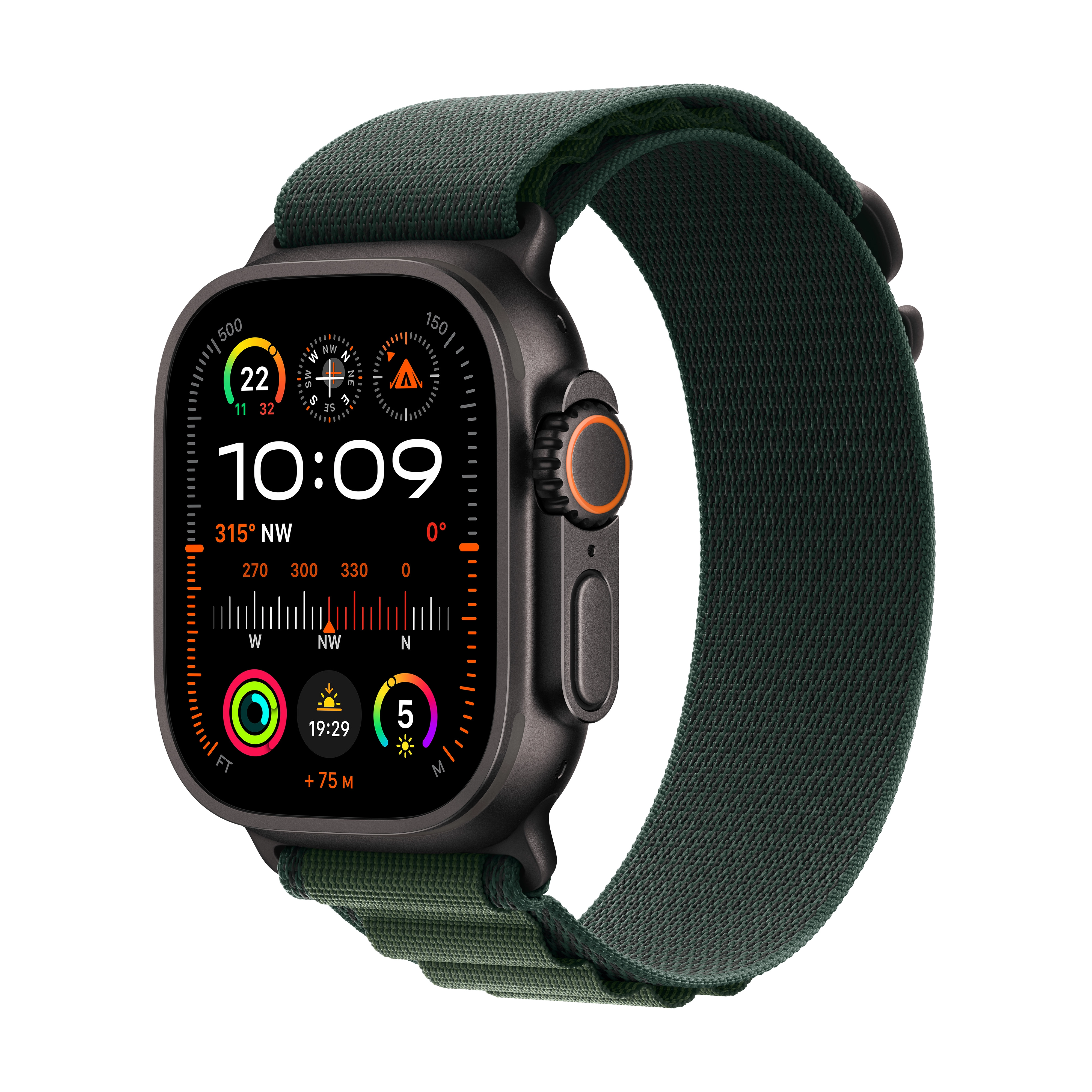 Apple Watch Ultra 2 GPS + Cellular Koperta z tytanu Czarna 49mm Opaska Alpine Ciemnozielona Rozmiar S