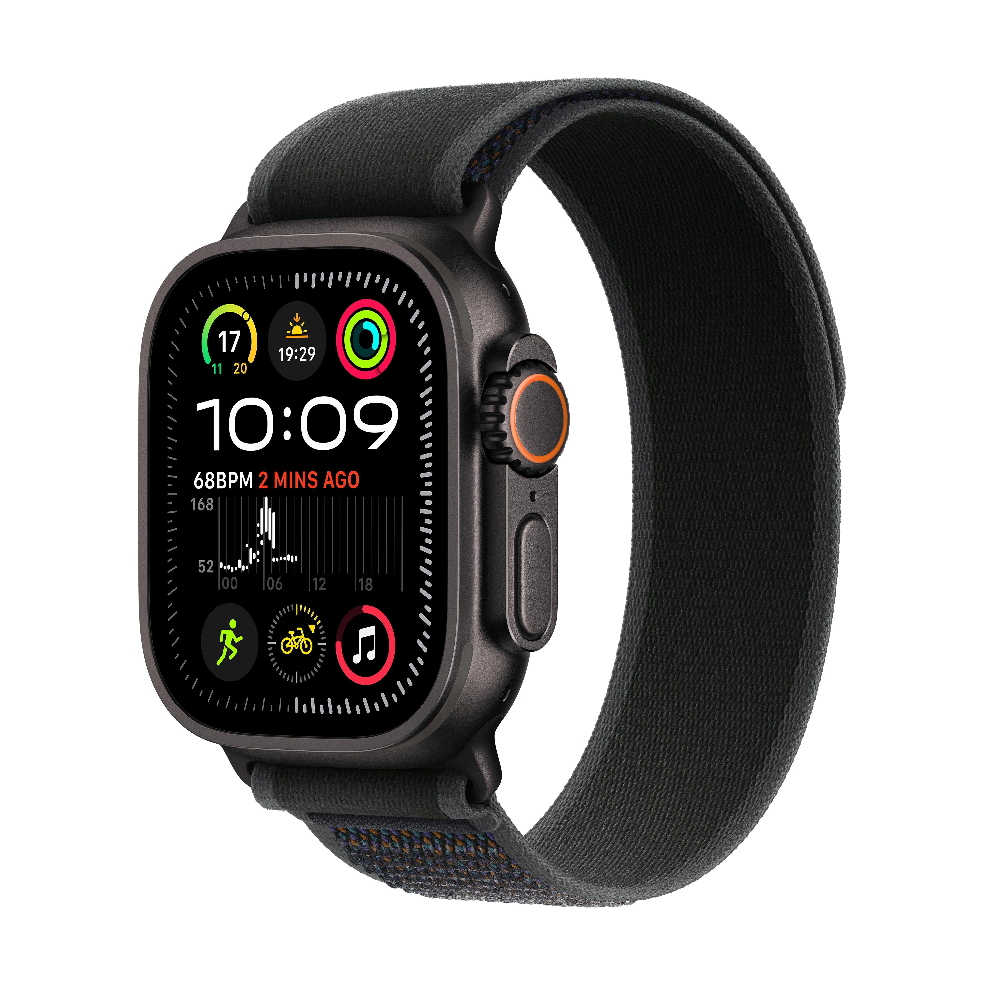 Apple Watch Ultra 2 GPS + Cellular koperta z tytanu czarna 49mm opaska Trail czarny M/L