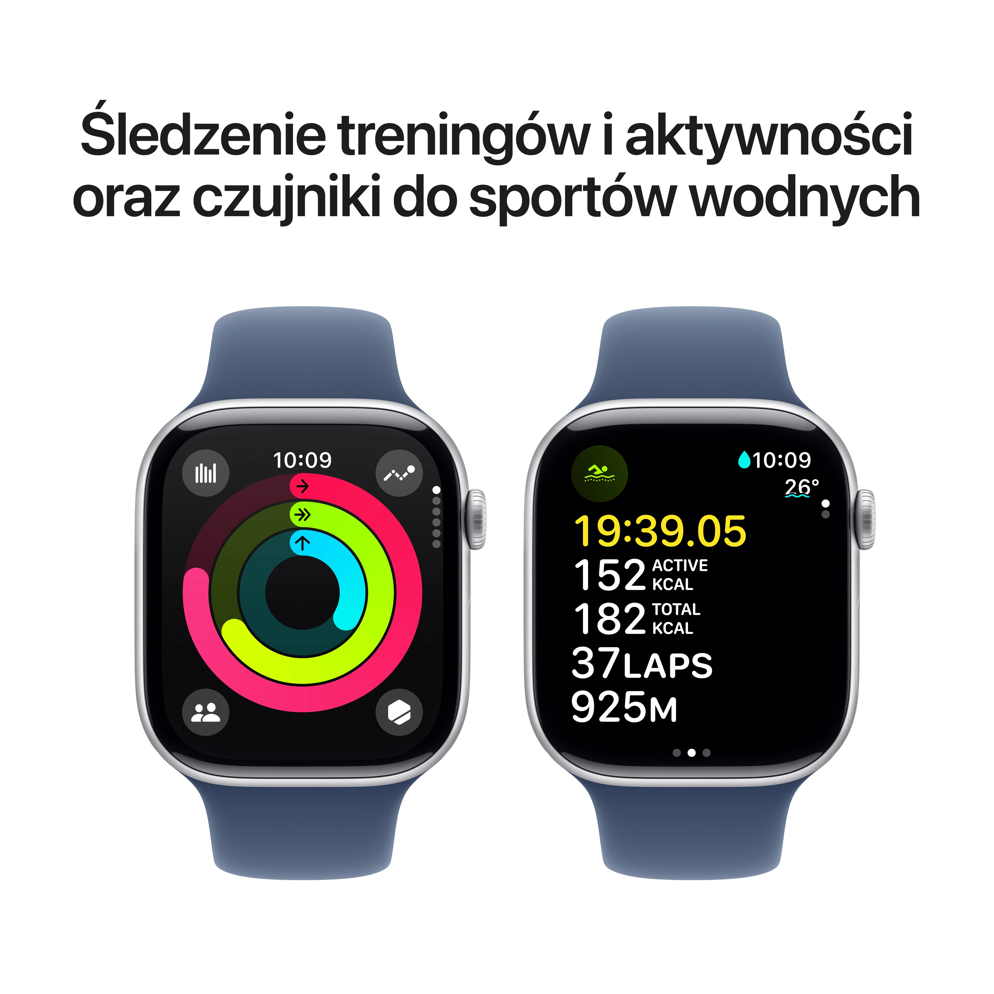 Apple Watch Series 10 GPS + Cellular koperta 46mm aluminium srebrne pasek sportowy denim S/M