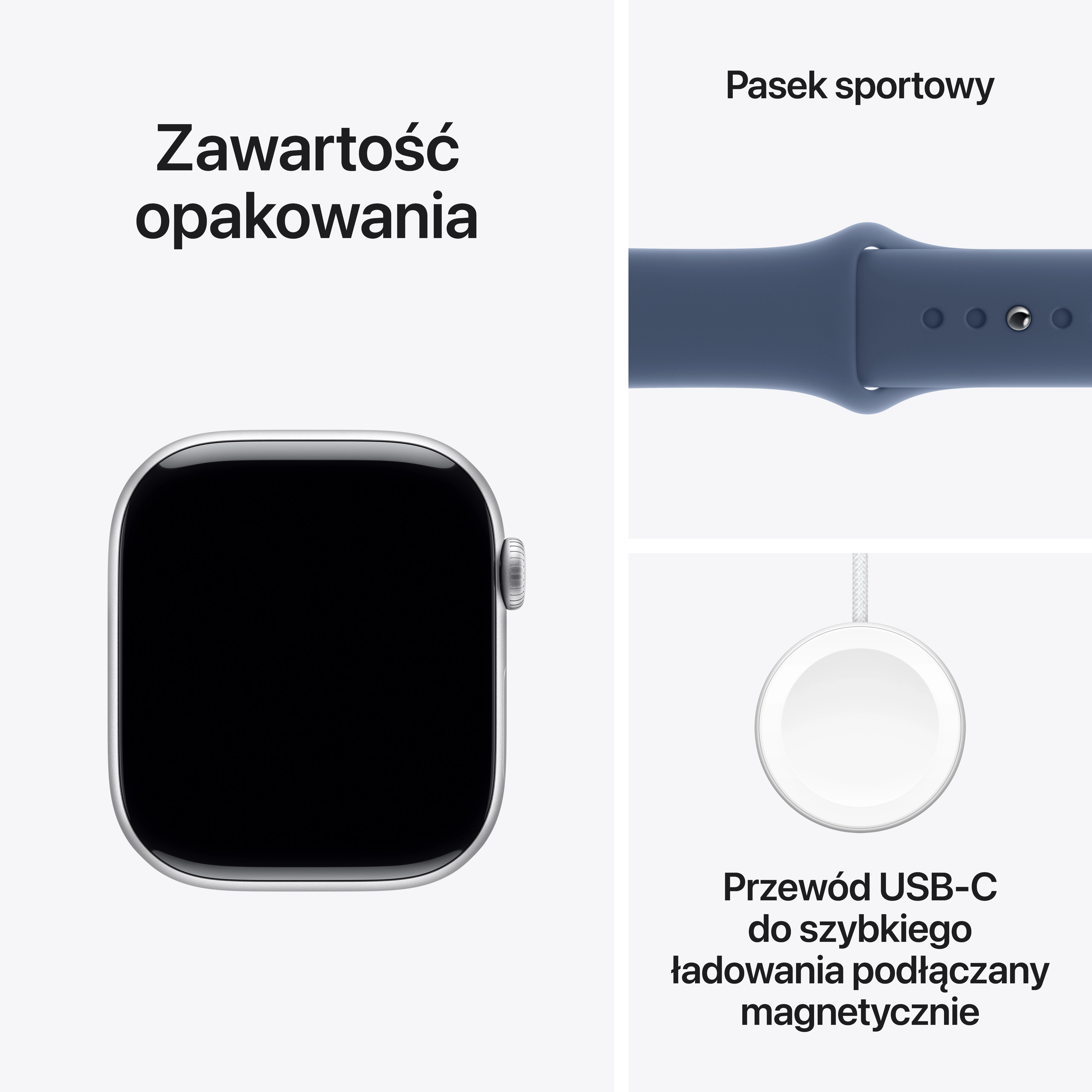 Apple Watch Series 10 GPS + Cellular koperta 46mm aluminium srebrne pasek sportowy denim S/M
