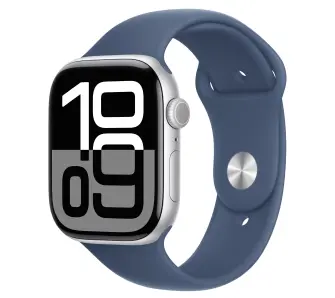 Smartwatch Apple Watch Series 10 GPS + Cellular koperta 46mm aluminium srebrne pasek sportowy denim S/M