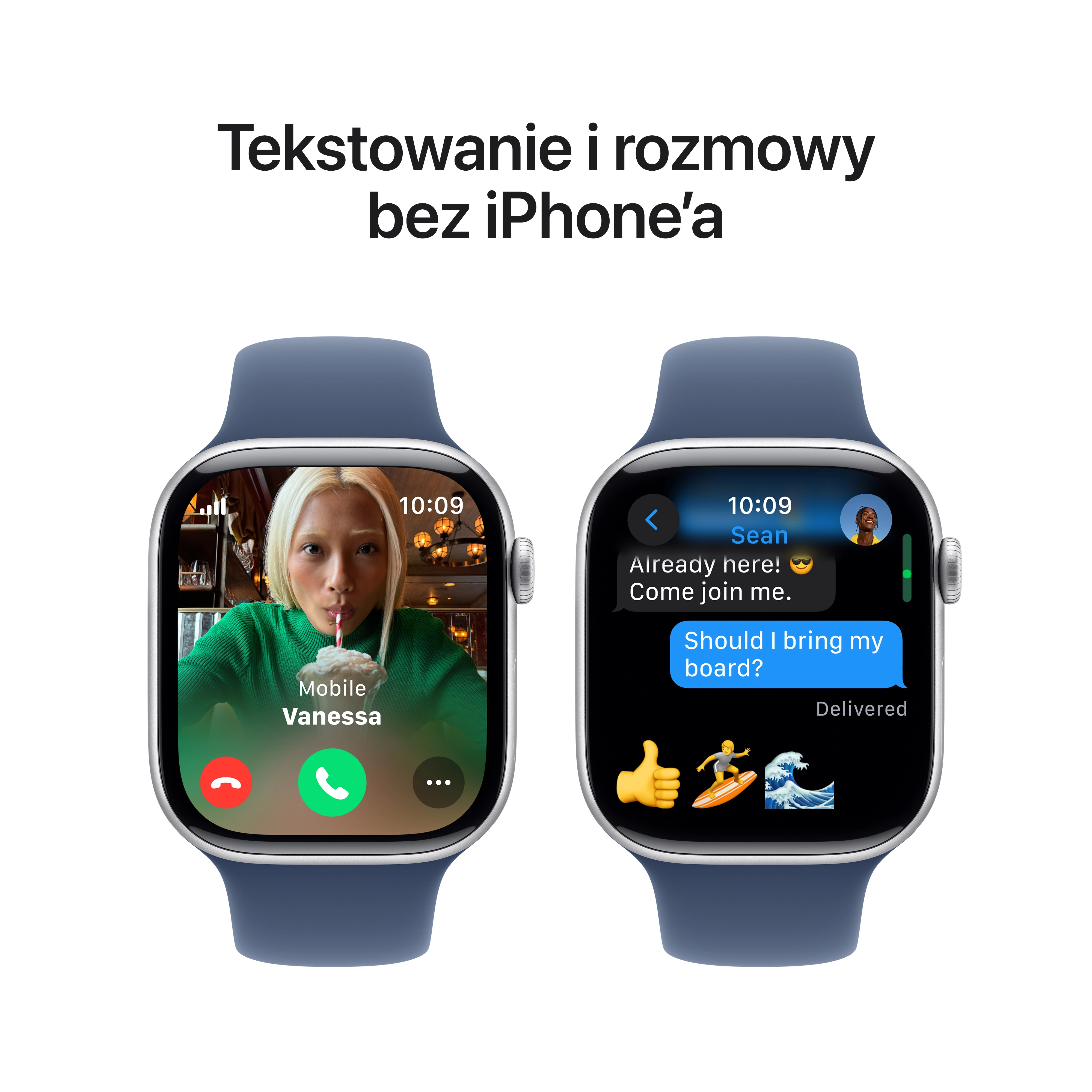 Apple Watch Series 10 GPS + Cellular koperta 46mm aluminium srebrne pasek sportowy denim S/M