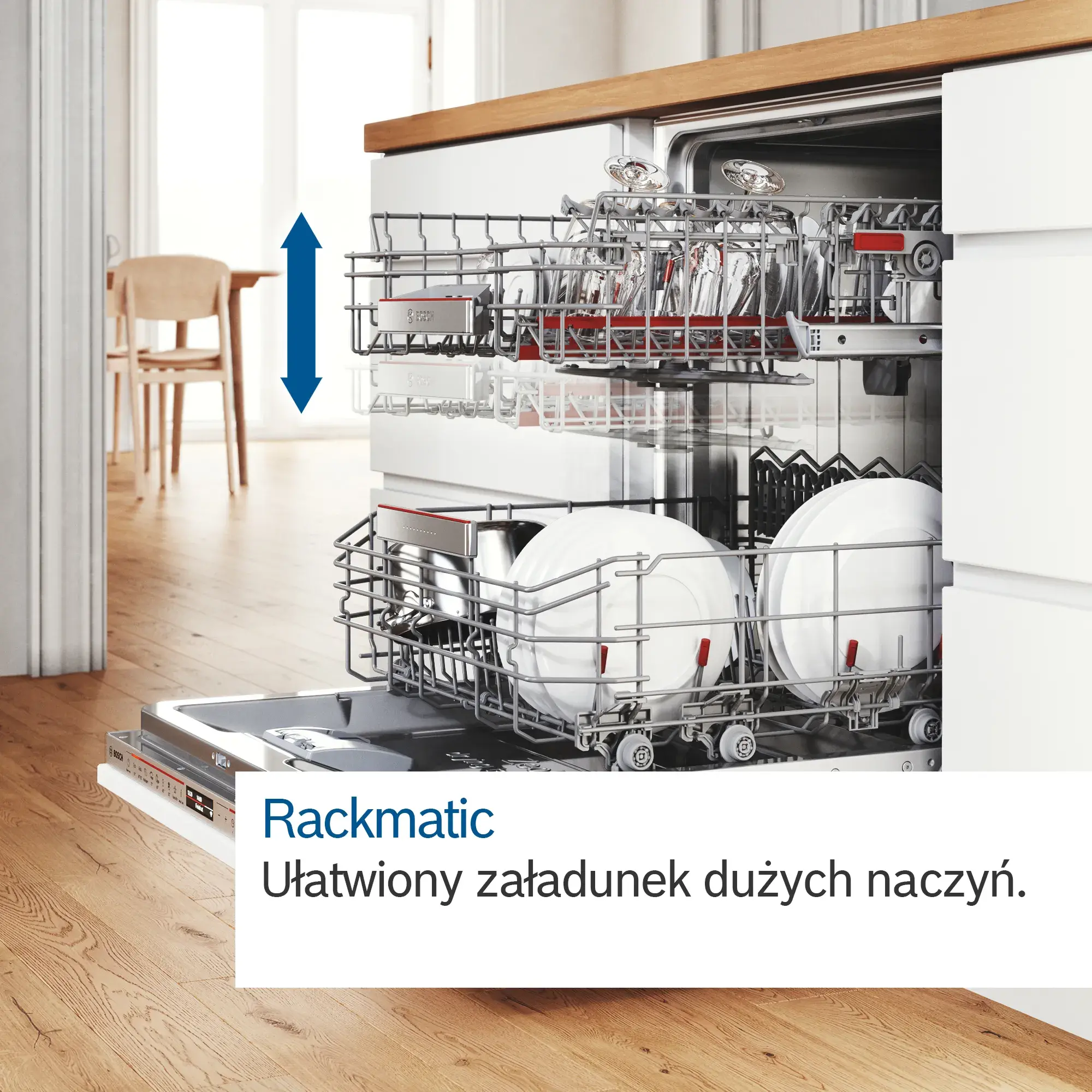 Zmywarka Bosch Serie 4 SMI4EVS04E 59,8cm Automatyczne otwieranie drzwi Szuflada na sztućce Zdalne sterowanie