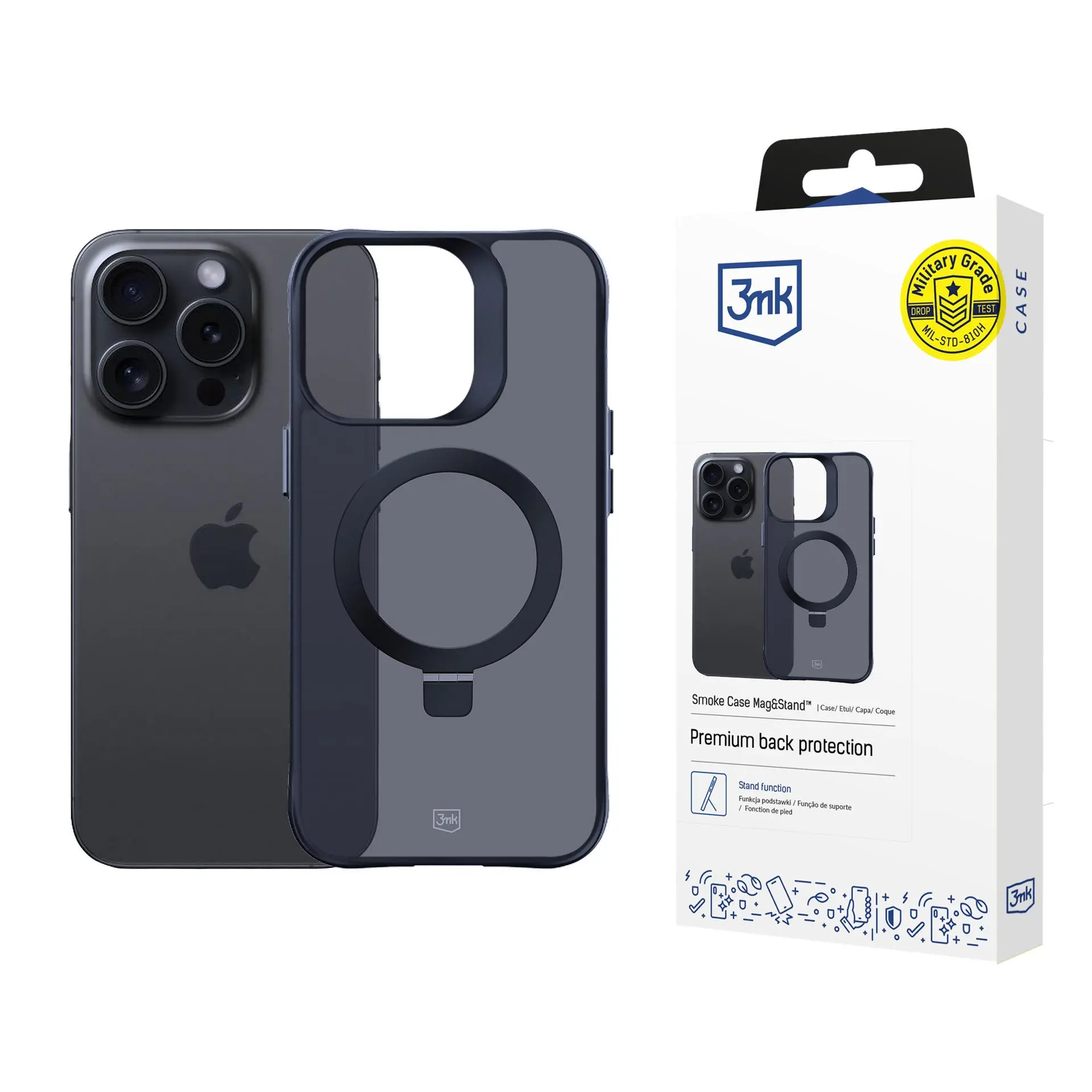 Etui 3mk Smoke Case Mag&Stand do iPhone 15 Pro Max Czarny