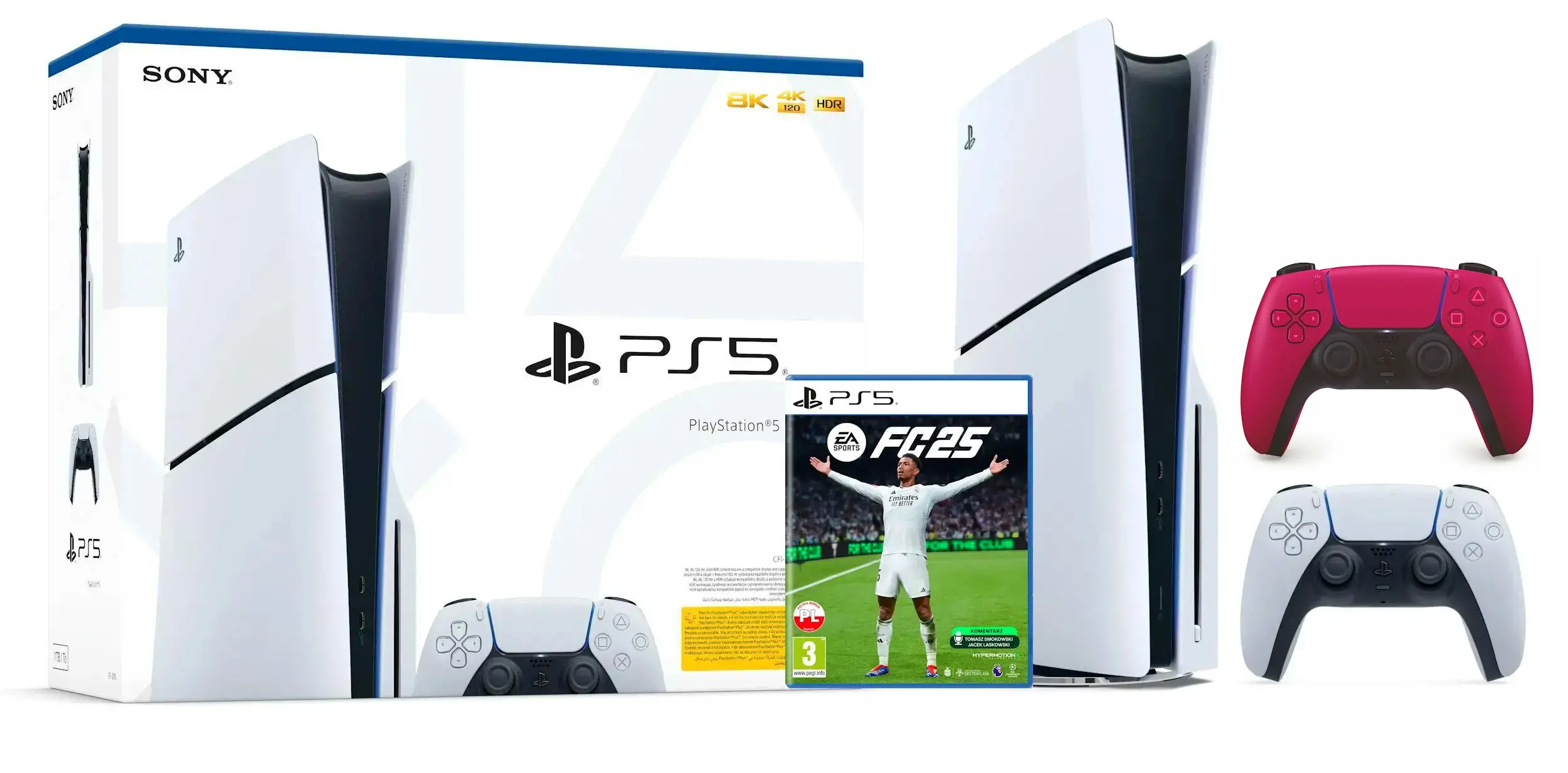 Konsola Sony PlayStation 5 Slim D Chassis (PS5) 1TB z napędem + Dodatkowy Pad Czerwony + EA SPORTS FC 25