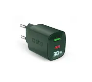 SBS LCD GaN PD30W USB-C USB-A Zielony