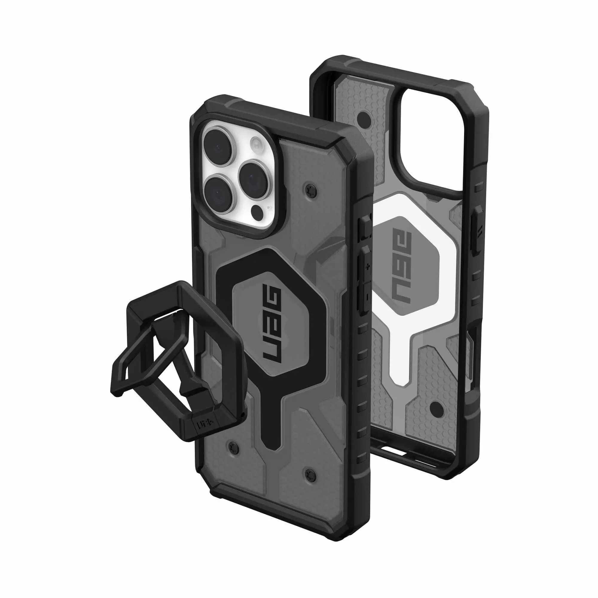 Etui UAG Bundle Pathfinder Clear Case Magsafe agnetic Ring with Stand & Grip do iPhone 16 Pro Max Ash