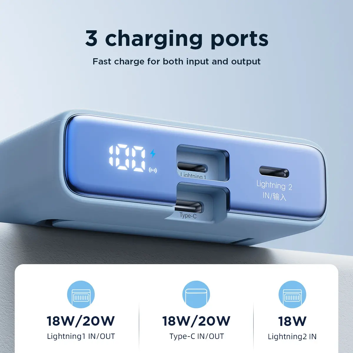 Powerbank Joyroom JR-PBM01 10000mAh 20W Magnetyczny z podstawką Niebieski