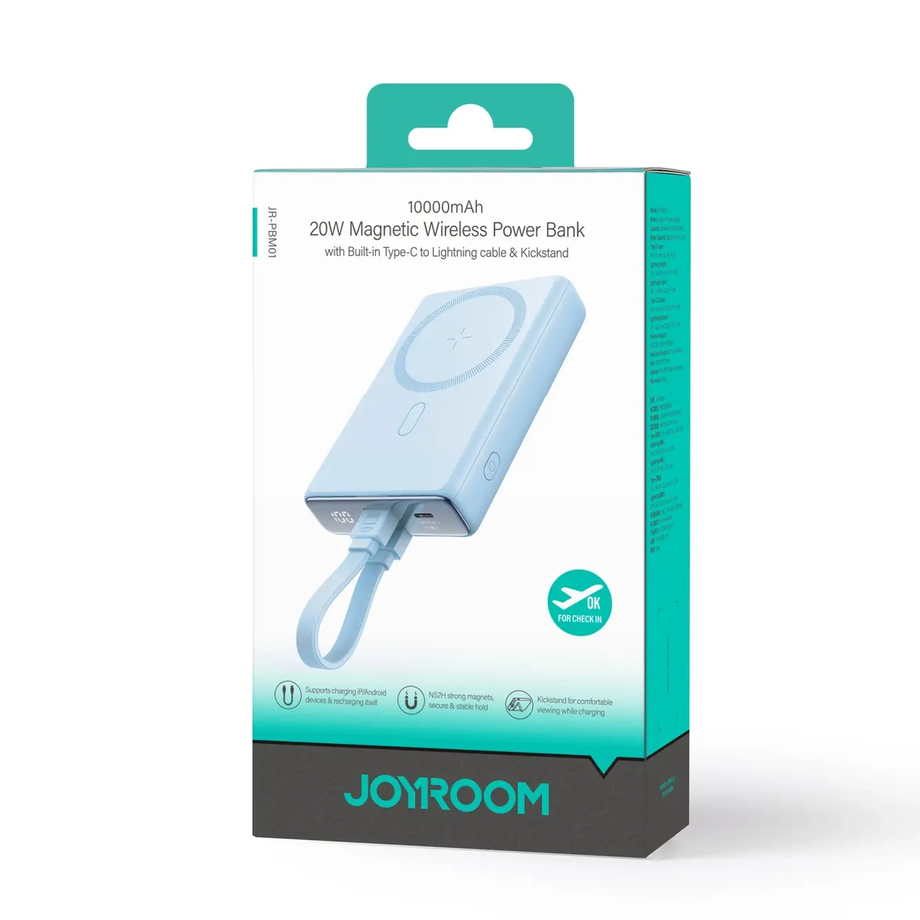 Powerbank Joyroom JR-PBM01 10000mAh 20W Magnetyczny z podstawką Niebieski