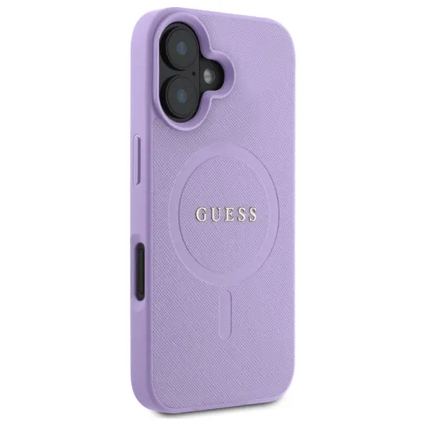 Etui Guess Saffiano MagSafe do iPhone 16 Fioletowy