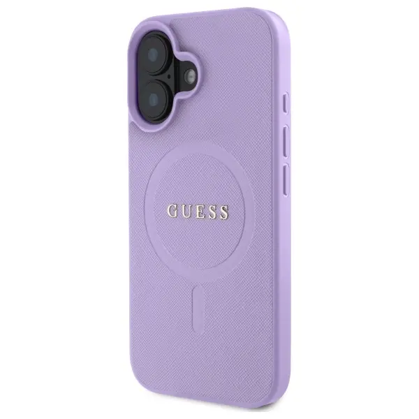Etui Guess Saffiano MagSafe do iPhone 16 Fioletowy
