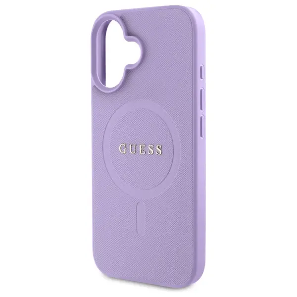 Etui Guess Saffiano MagSafe do iPhone 16 Fioletowy