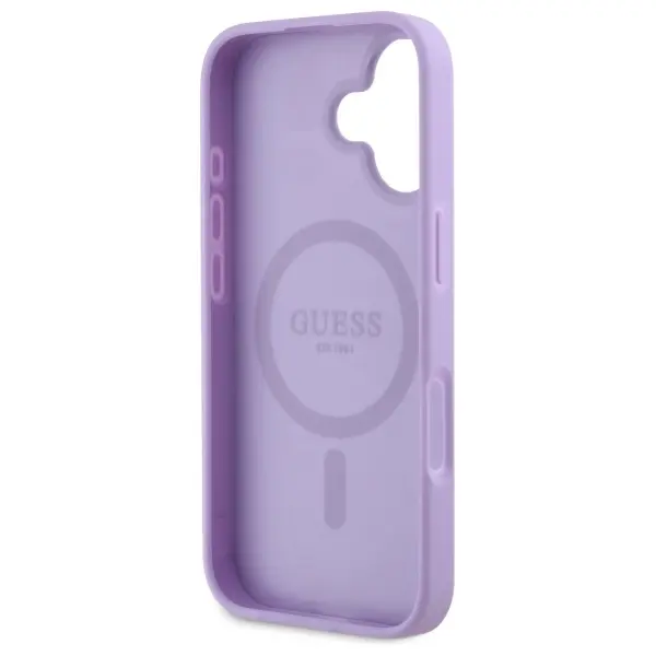 Etui Guess Saffiano MagSafe do iPhone 16 Fioletowy