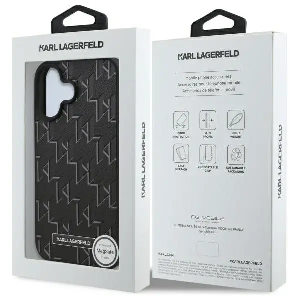 Etui Karl Lagerfeld Hot Stamp MagSafe do iPhone 16 Czarny