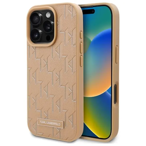 Etui Karl Lagerfeld Hot Stamp MagSafe do iPhone 16 Pro Max Beżowy