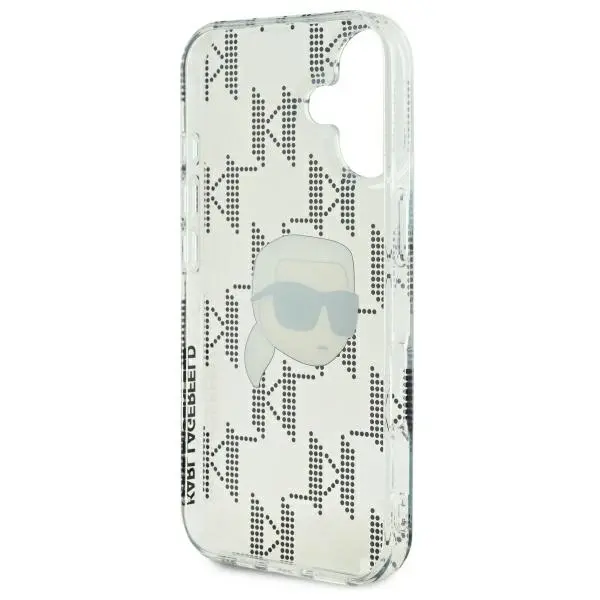 Etui Karl Lagerfeld IML Karl Head Electroplated do iPhone 16 Przezroczysty