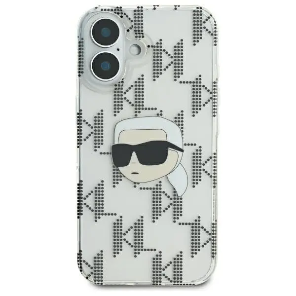 Etui Karl Lagerfeld IML Karl Head Electroplated do iPhone 16 Przezroczysty