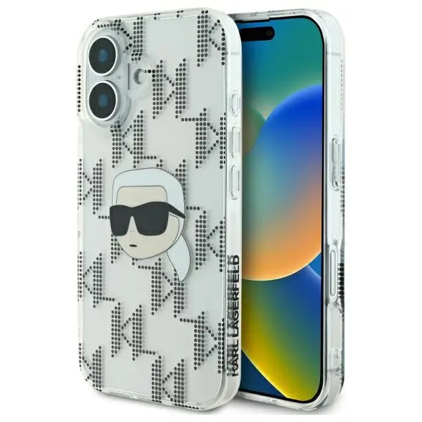 Etui Karl Lagerfeld IML Karl Head Electroplated do iPhone 16 Przezroczysty