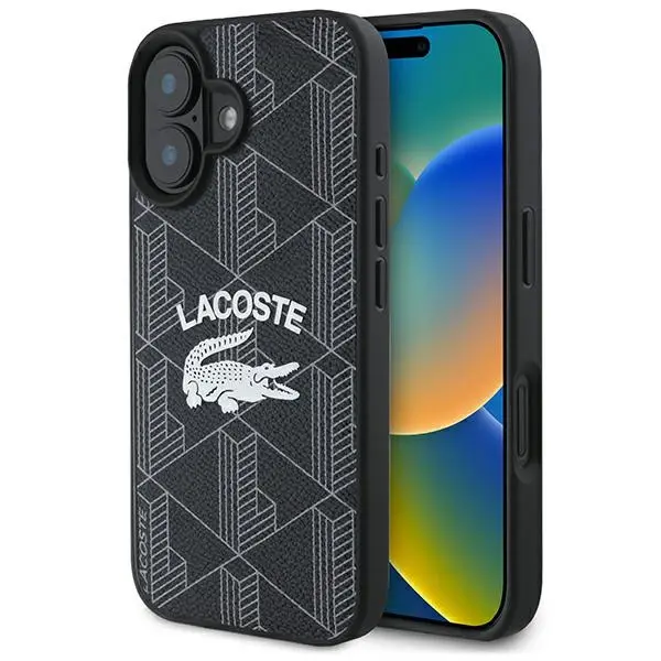 Etui Lacoste Monogram Vintage Logo MagSafe do iPhone 16 Czarny