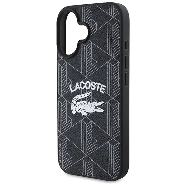 Etui Lacoste Monogram Vintage Logo MagSafe do iPhone 16 Czarny