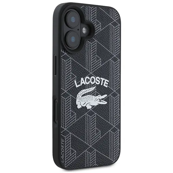 Etui Lacoste Monogram Vintage Logo MagSafe do iPhone 16 Czarny