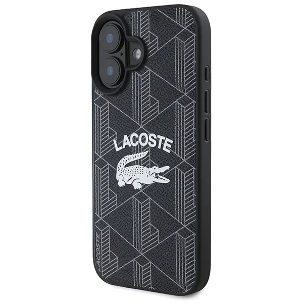 Etui Lacoste Monogram Vintage Logo MagSafe do iPhone 16 Czarny
