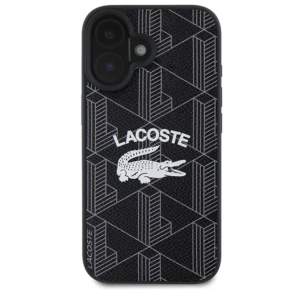 Etui Lacoste Monogram Vintage Logo MagSafe do iPhone 16 Czarny