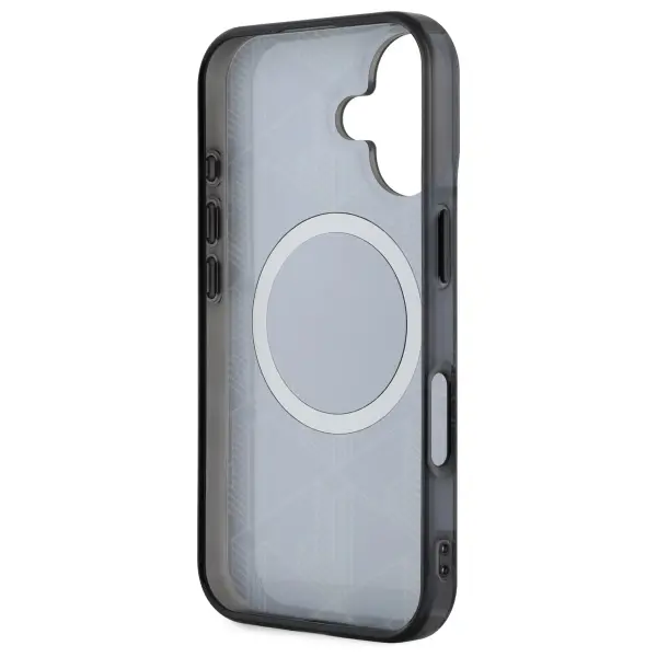 Etui Lacoste IML Blend Monogram MagSafe do iPhone 16 Czarny