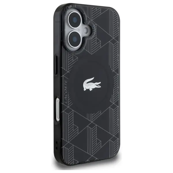 Etui Lacoste IML Blend Monogram MagSafe do iPhone 16 Czarny