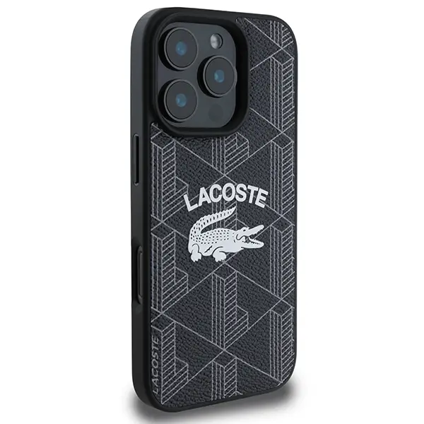 Etui Lacoste Monogram Vintage Logo MagSafe do iPhone 16 Pro Max Czarny