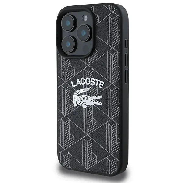 Etui Lacoste Monogram Vintage Logo MagSafe do iPhone 16 Pro Max Czarny