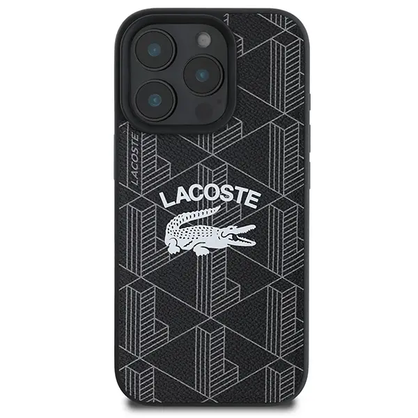Etui Lacoste Monogram Vintage Logo MagSafe do iPhone 16 Pro Max Czarny