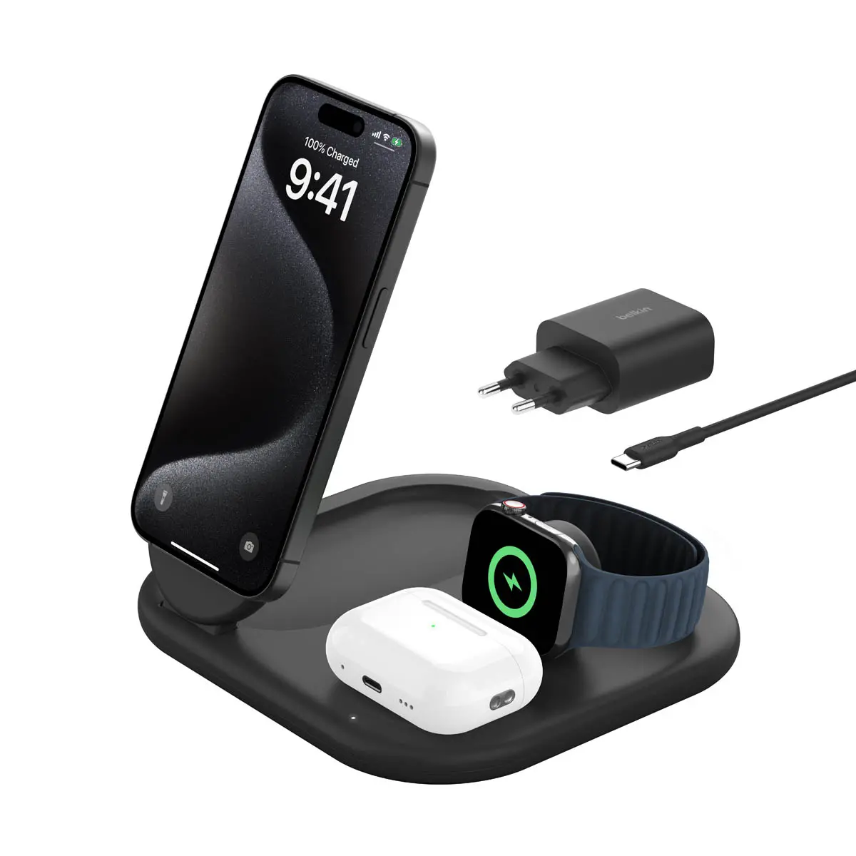 Ładowarka indukcyjna Belkin BoostCharge 3w1 Qi2 15W Czarny
