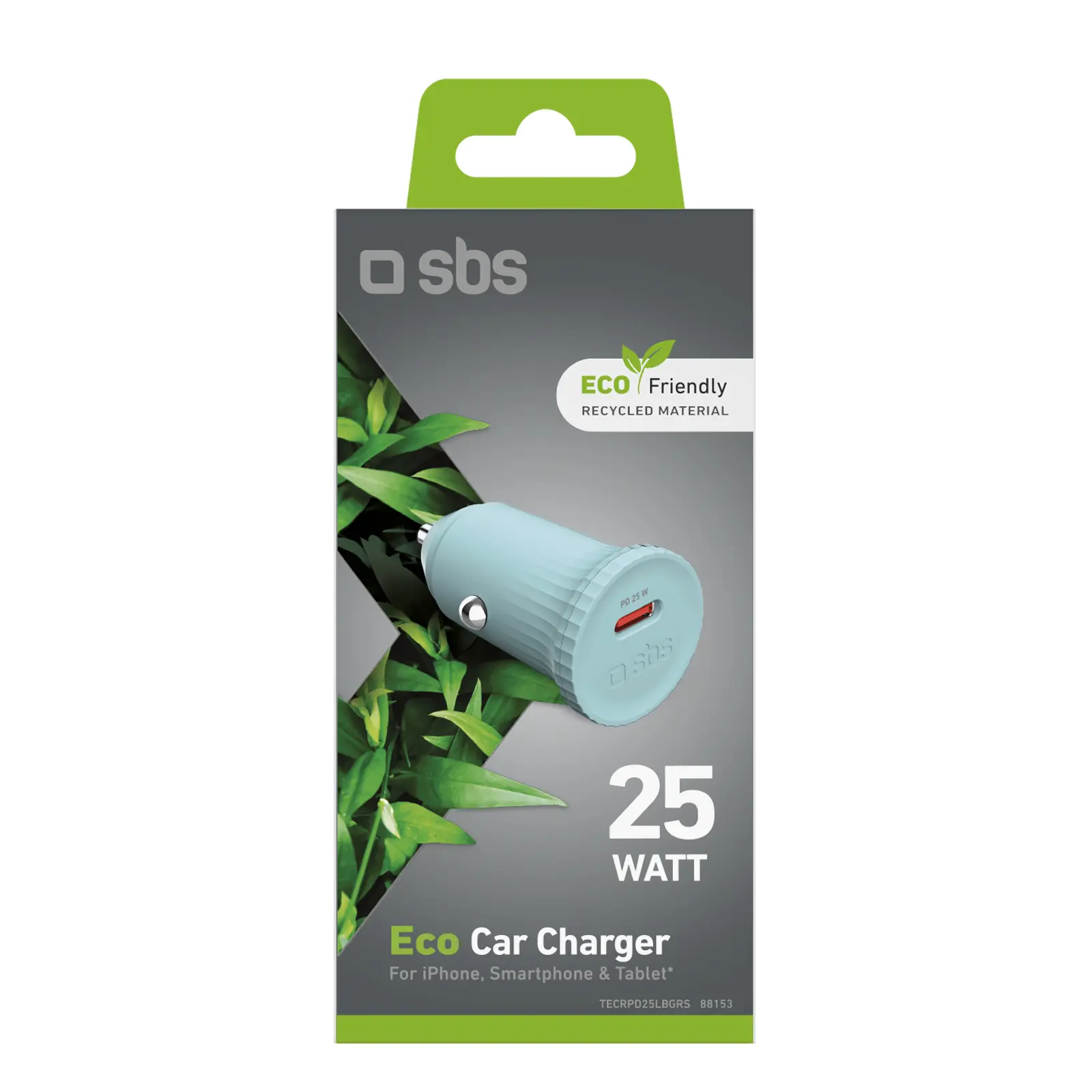Ładowarka samochodowa SBS ECO Car GRS USB-C 25W Niebieski