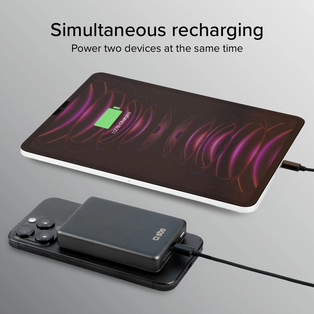 Powerbank SBS TEBB10000MAGSLIM SlimMag 10000mAh PD 20W Szary