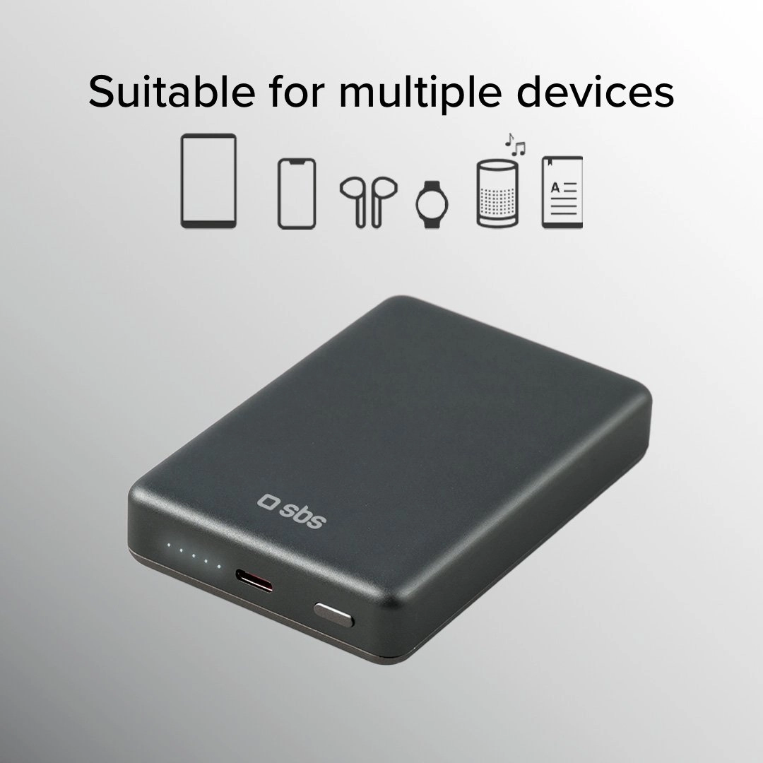 Powerbank SBS TEBB10000MAGSLIM SlimMag 10000mAh PD 20W Szary
