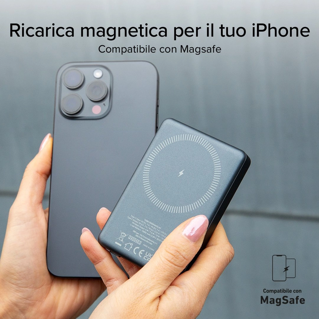 Powerbank SBS TEBB10000MAGSLIM SlimMag 10000mAh PD 20W Szary