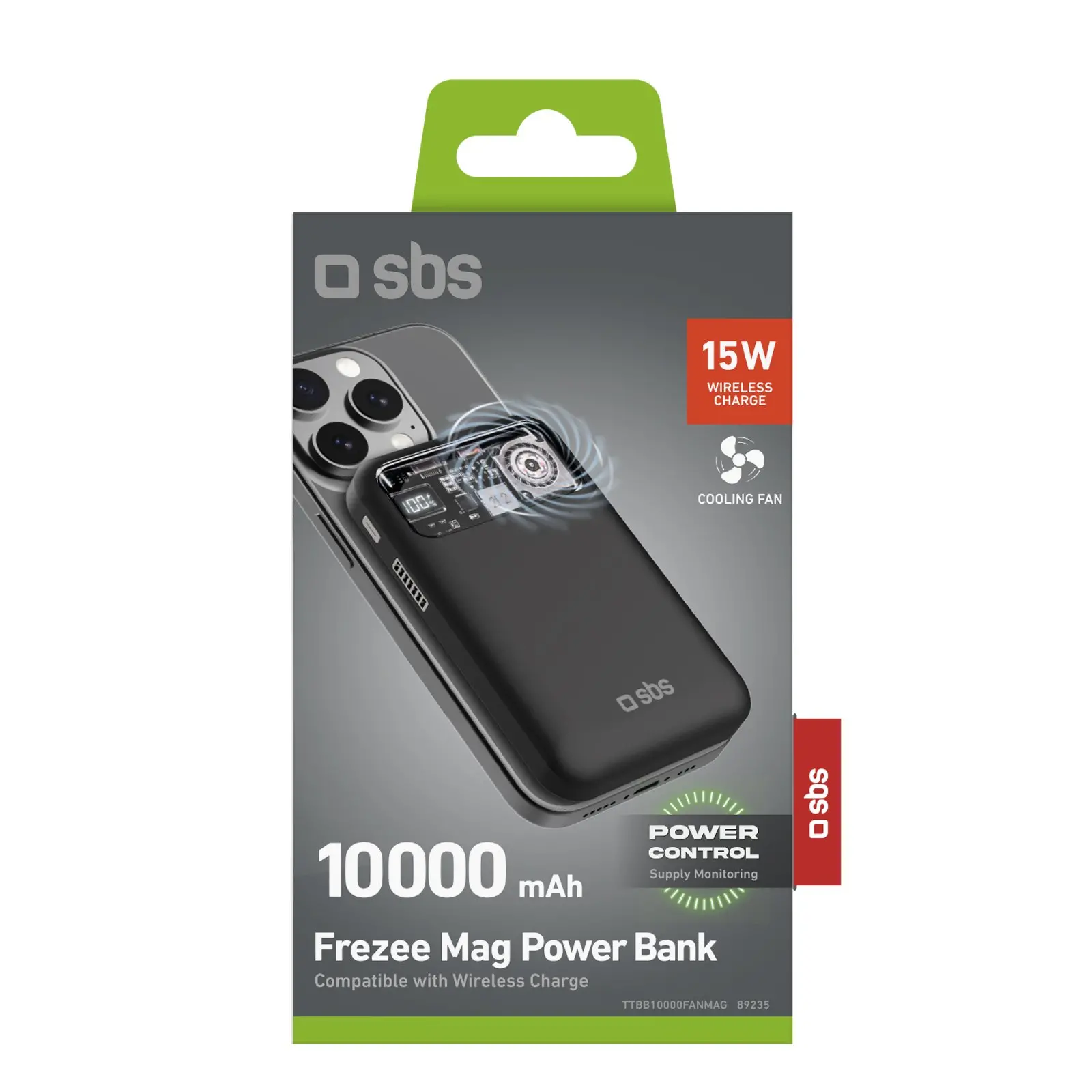 Powerbank SBS TTBB10000FANMAG Frezee Mag 10000mAh PD18W Czarny