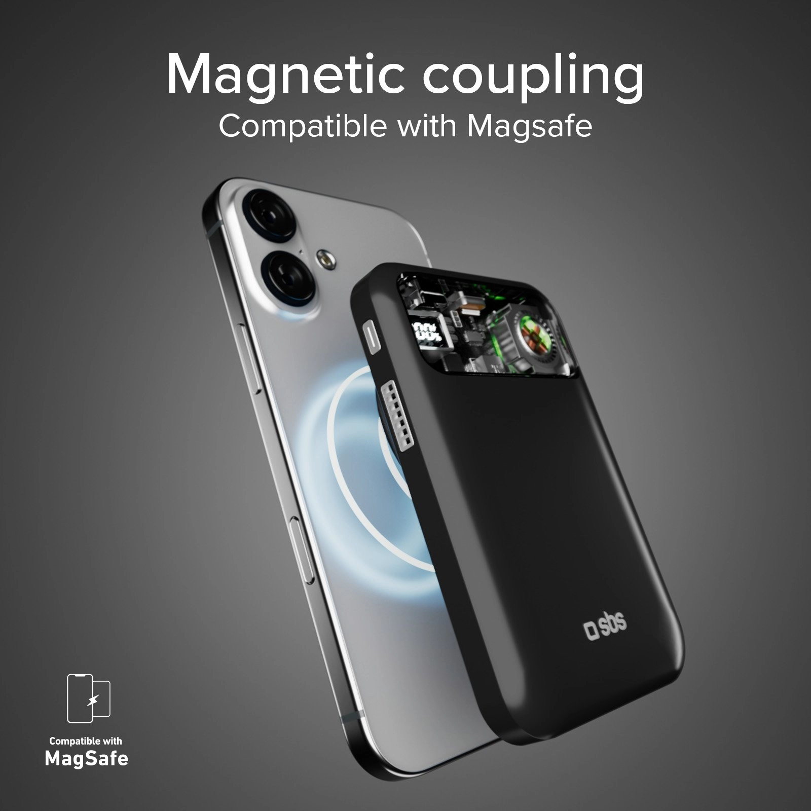 Powerbank SBS TTBB10000FANMAG Frezee Mag 10000mAh PD18W Czarny