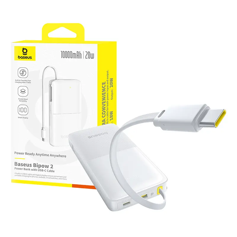 Powerbank Baseus Bipow 2 Digital Display 10000mAh 20W Biały