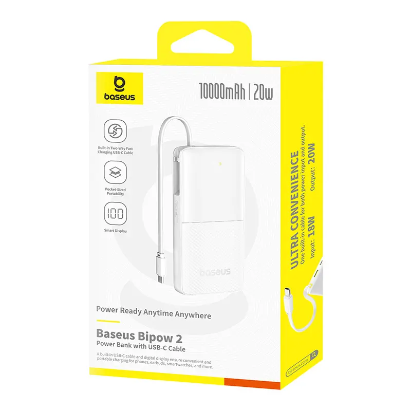 Powerbank Baseus Bipow 2 Digital Display 10000mAh 20W Biały
