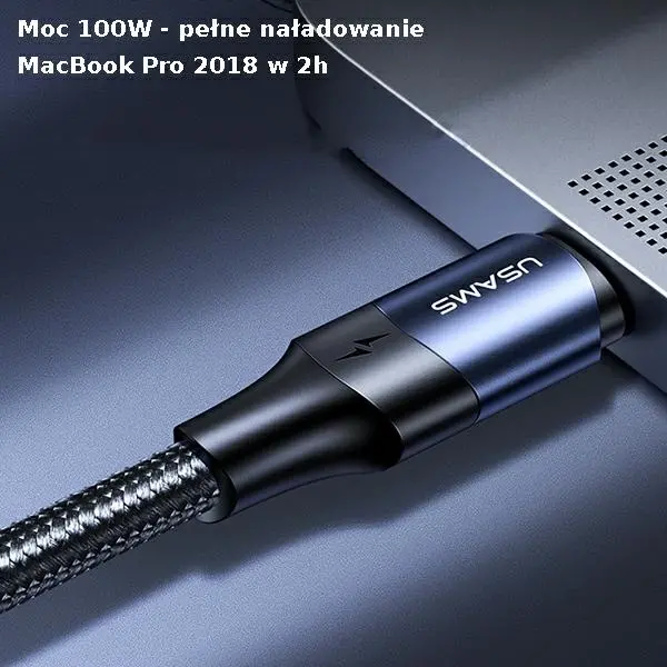 Kabel USAMS USB-C do USB-C 100W PD Fast Charge 3m Czarny