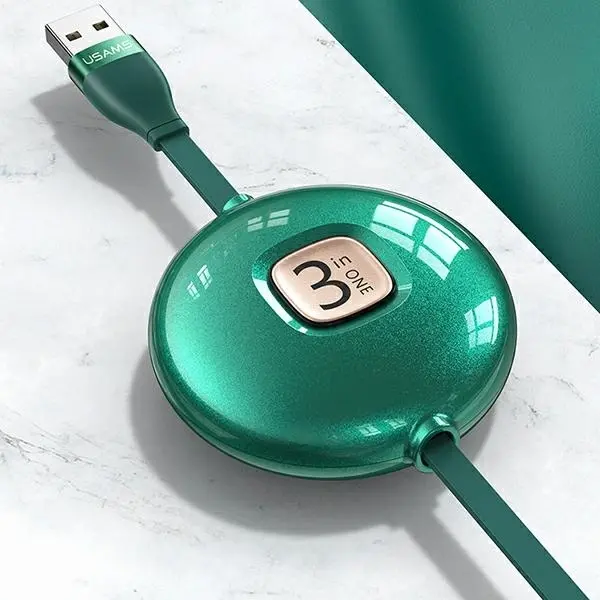 Kabel USAMS 3w1 USB do lightning/microUSB/USB-C 1m Niebieski
