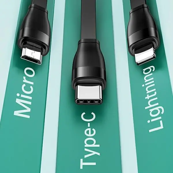 Kabel USAMS 3w1 USB do lightning/microUSB/USB-C 1m Niebieski