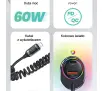 Ładowarka samochodowa USAMS 1xUSB+1xUSB-C 60W + kabel Ligtning 30W PD+QC Fast Charge Czarny